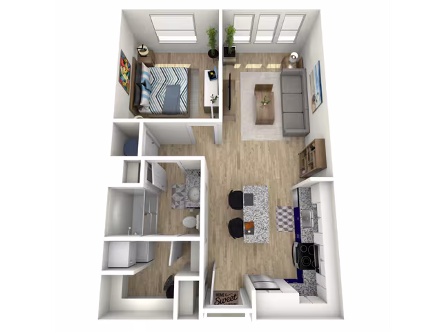 1 Bed, 1 Bath 169 floor plan